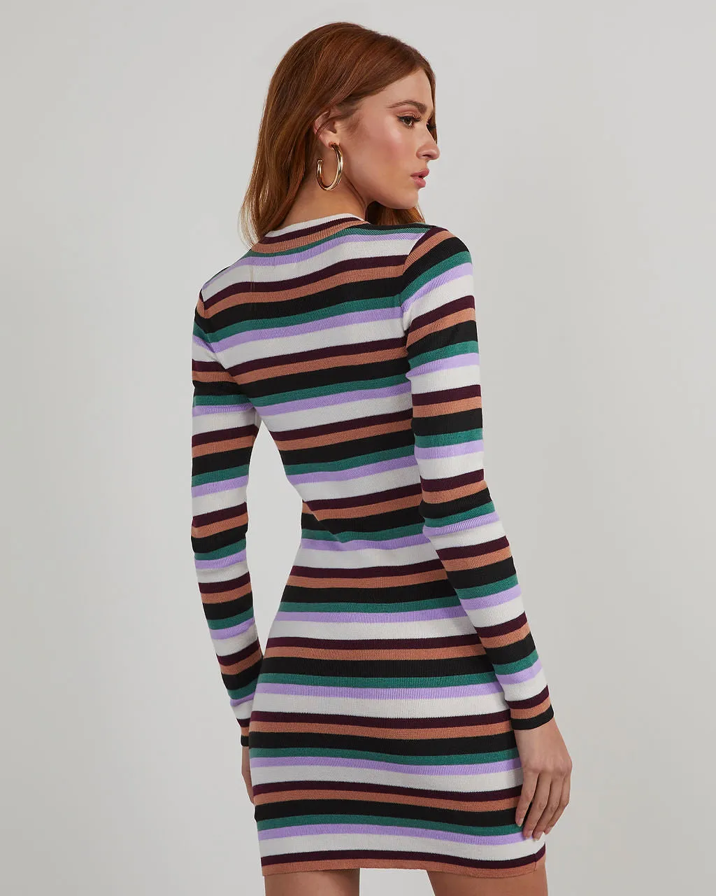 Fashionably Educated Striped Knit Mini Dress