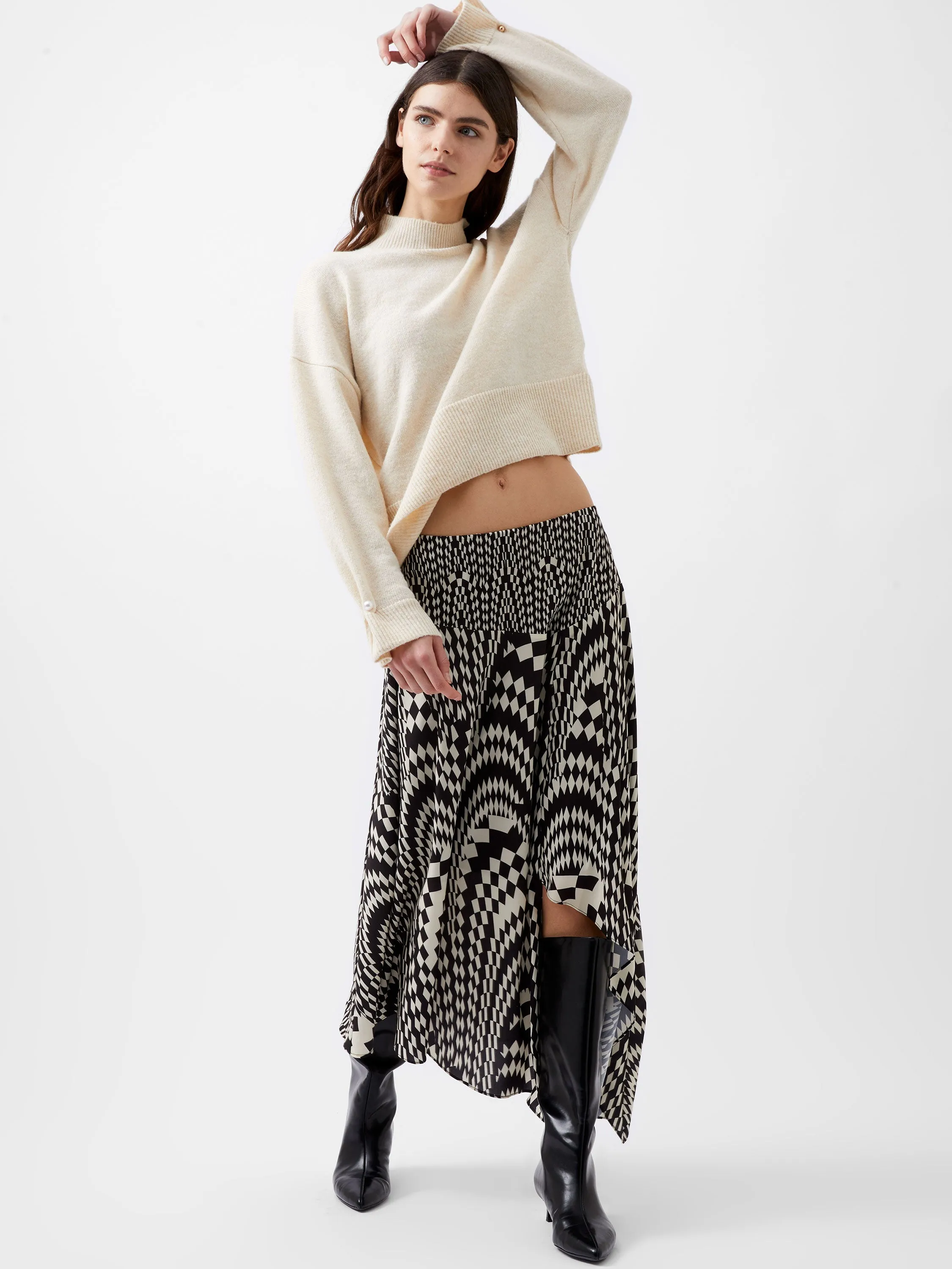 Fern Arie Crepe Asymmetrical Skirt