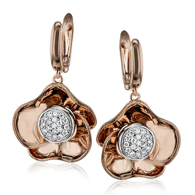 Flower Earring in 18k Gold with Diamonds