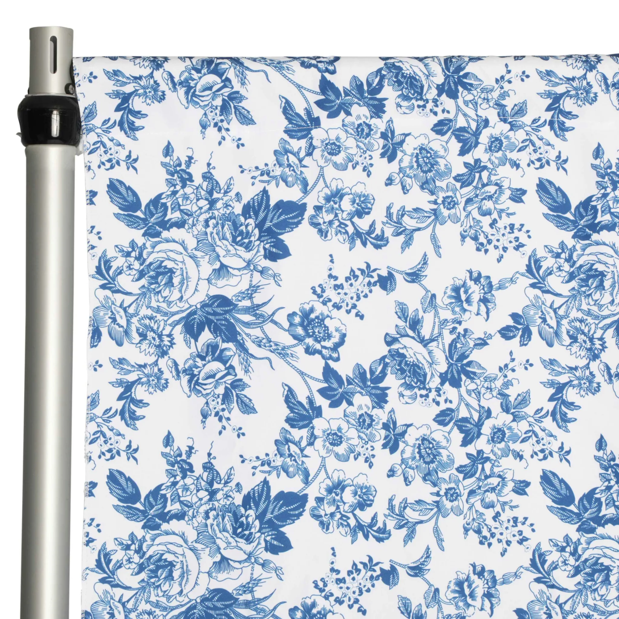 French Toile 10ft H x 52" W Drape/Backdrop Panel - Blue