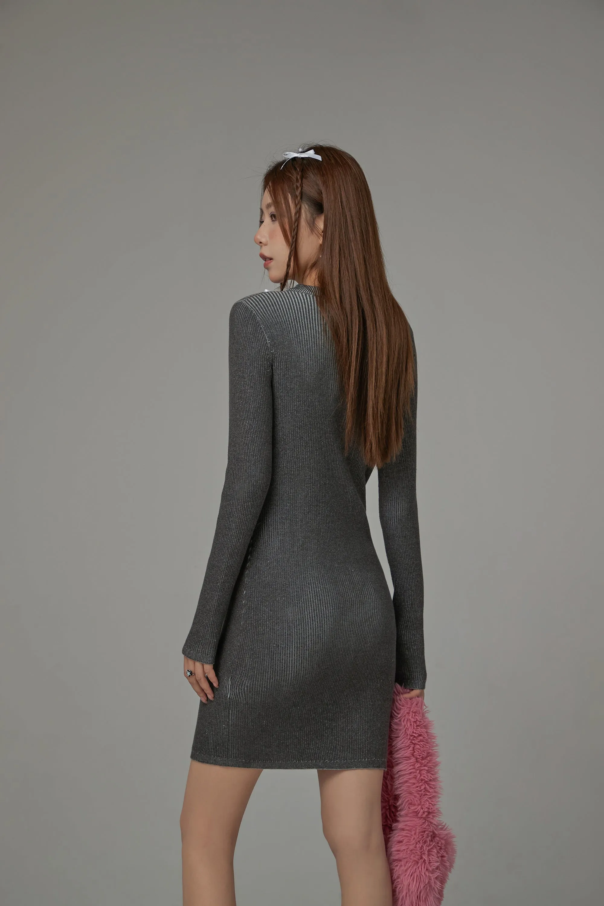 Front Slit Cut Out Knit Dress