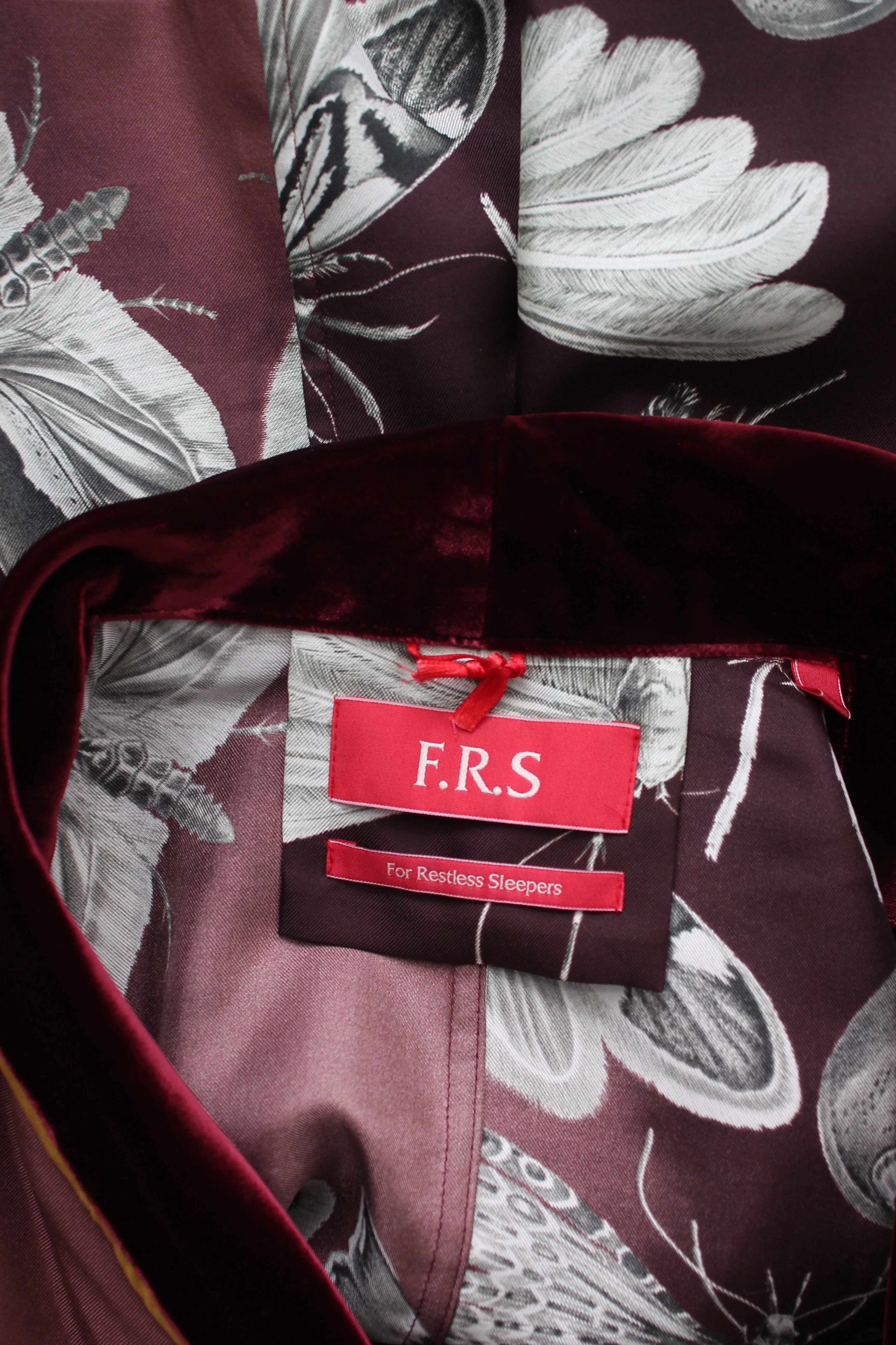 F.R.S For Restless Sleepers Velvet-Trimmed Silk Printed Blazer