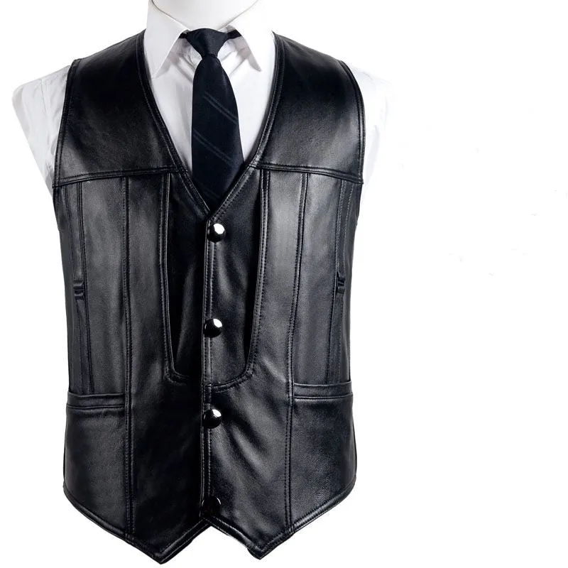 Genuine Leather Vest Man First Layer Cowhide Motorcycle Clothing