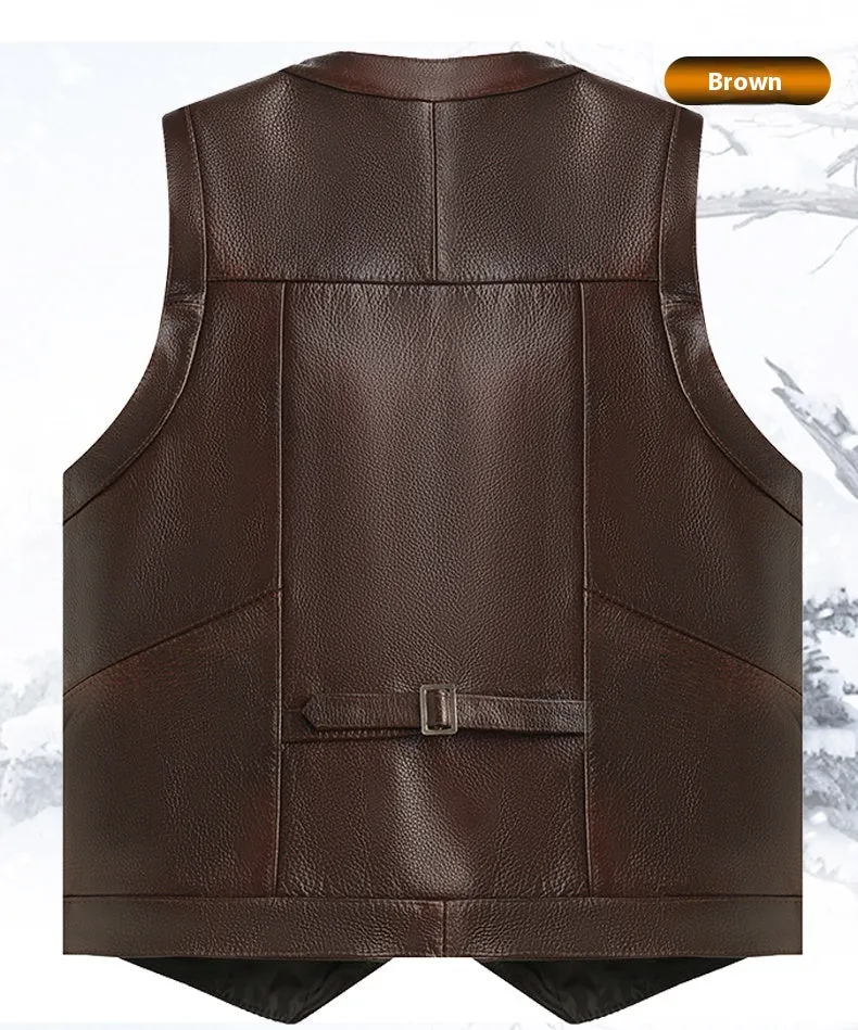 Genuine Leather Vest Man First Layer Cowhide Motorcycle Clothing