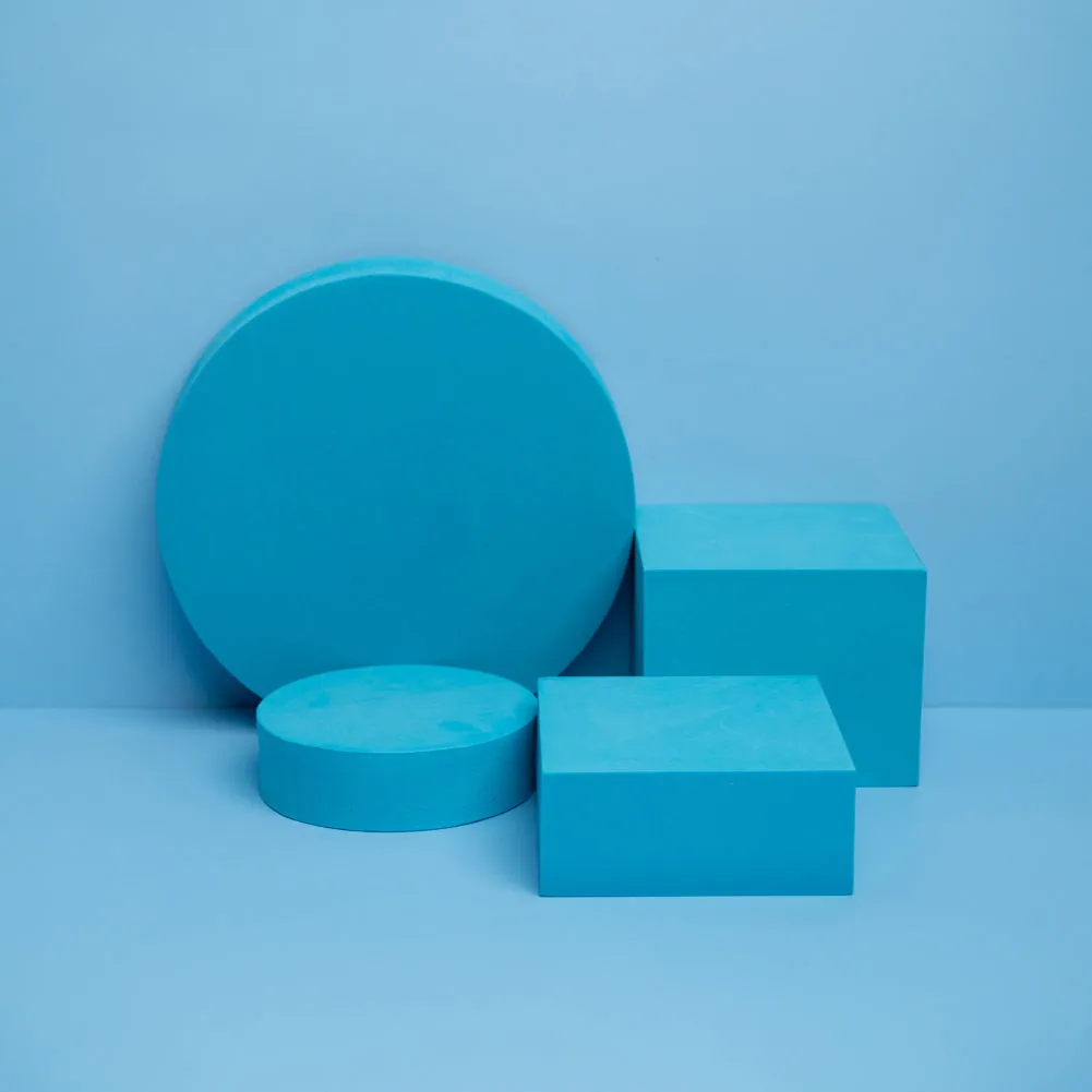 Geometric Foam Styling Props For Photography - Capri Blue 4 Pack