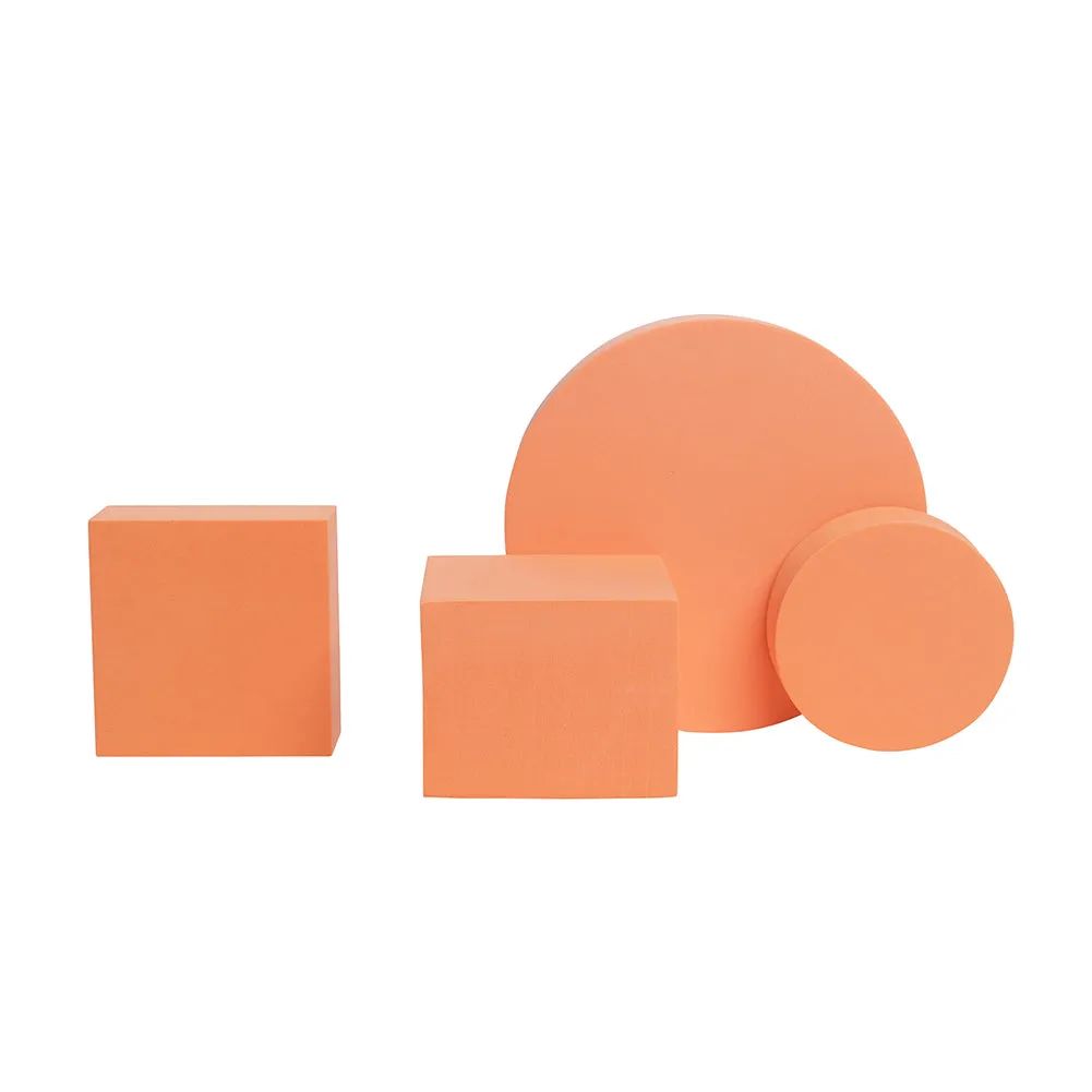 Geometric Foam Styling Props For Photography - Rockmelon Orange 4 Pack