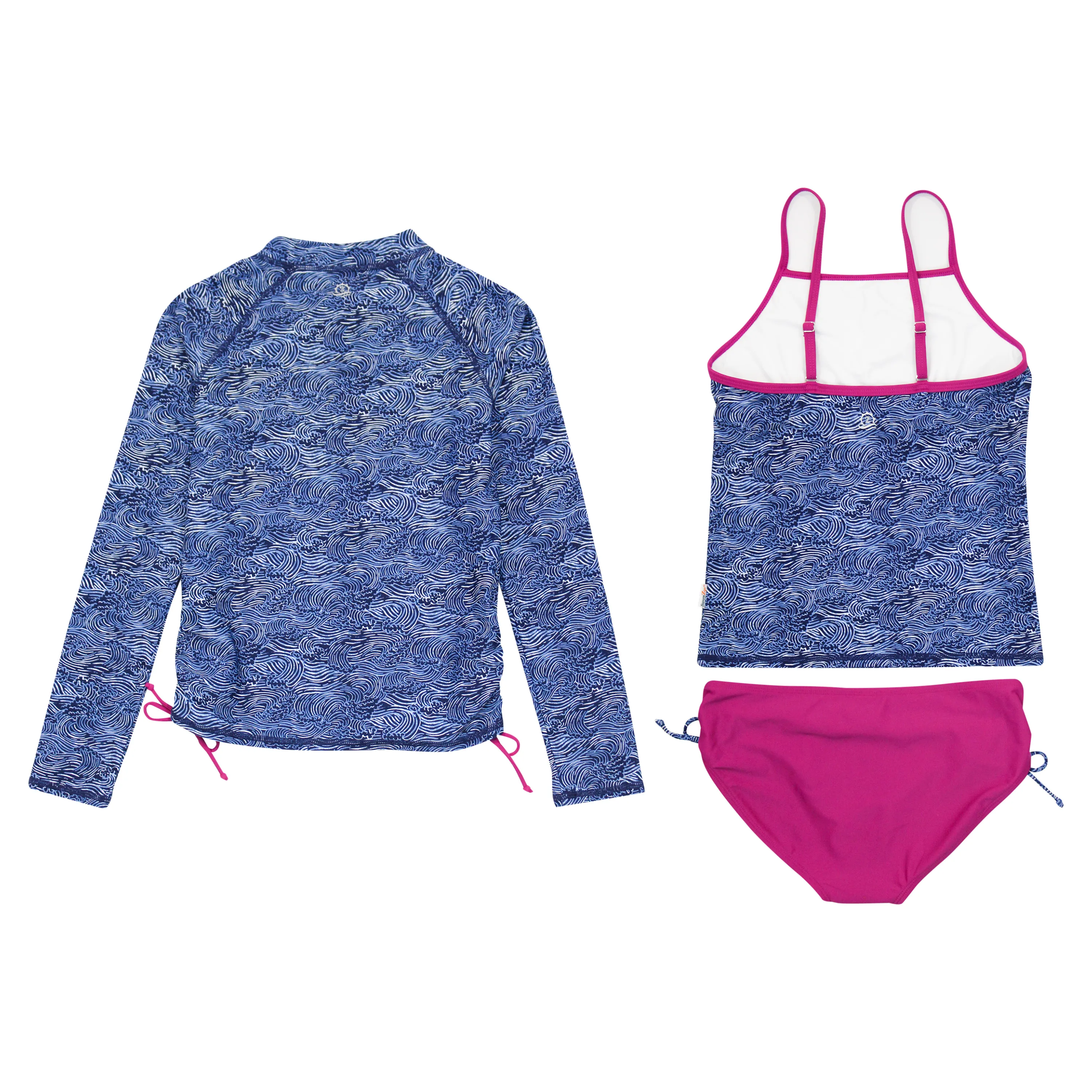 Girls Long Sleeve Rash Guard   Tankini Bikini Set (3 Piece) | "Ocean Breeze"