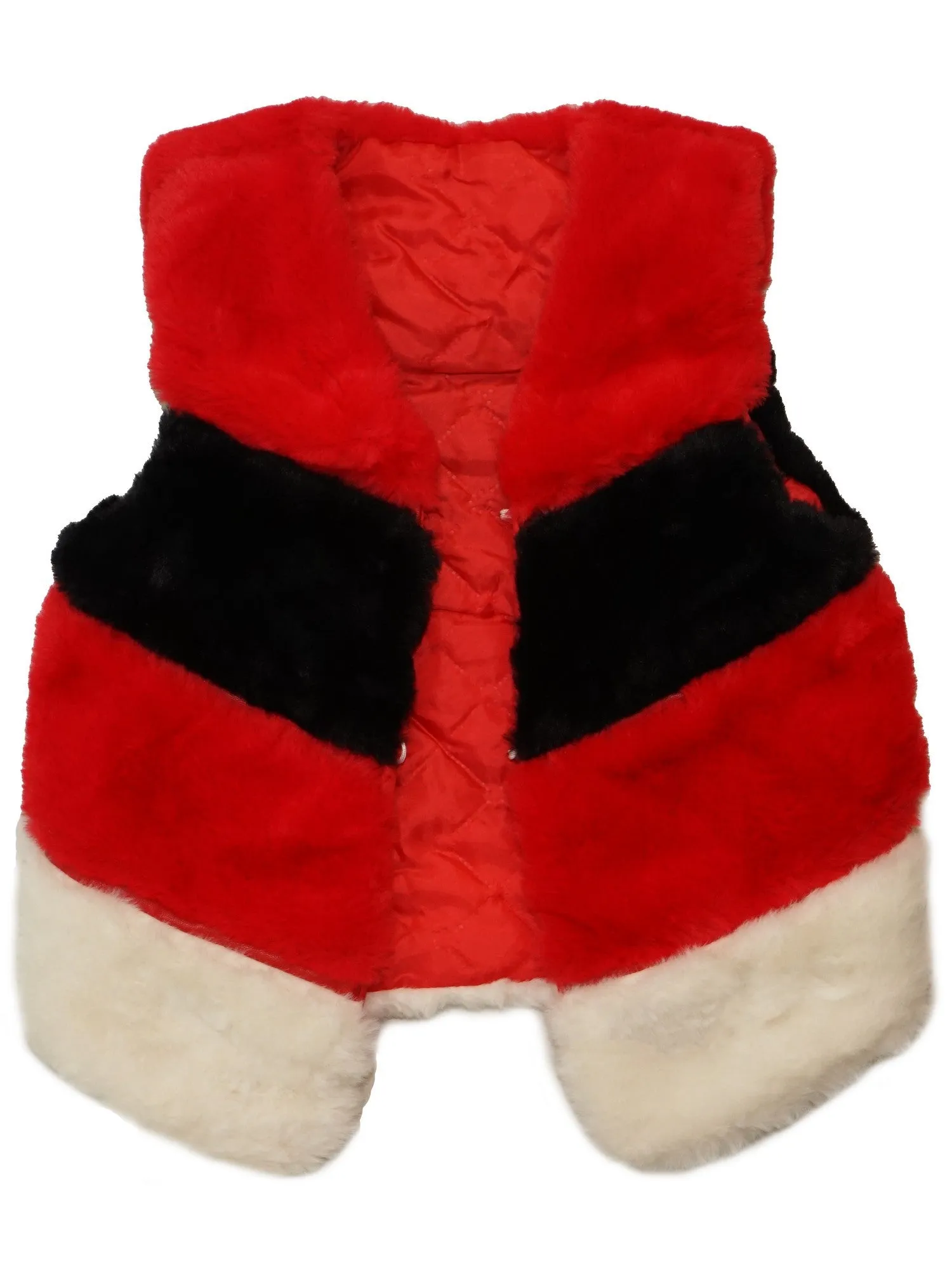 Girls Red Black White Panel Soft Plush Sleeveless Vest 9M-8