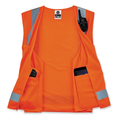 Glowear 8249z-s Single Size Class 2 Economy Surveyors Zipper Vest, Polyester, 2x-large, Orange, Ships In 1-3 Business Days