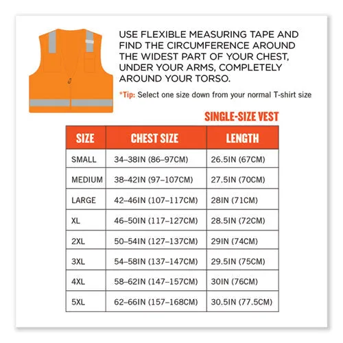 Glowear 8249z-s Single Size Class 2 Economy Surveyors Zipper Vest, Polyester, 2x-large, Orange, Ships In 1-3 Business Days