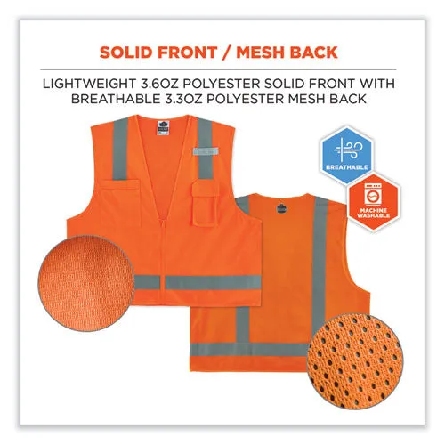 Glowear 8249z-s Single Size Class 2 Economy Surveyors Zipper Vest, Polyester, 3x-large, Orange, Ships In 1-3 Business Days