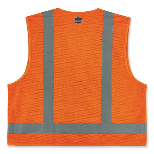 Glowear 8249z-s Single Size Class 2 Economy Surveyors Zipper Vest, Polyester, 3x-large, Orange, Ships In 1-3 Business Days