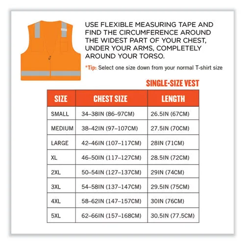 Glowear 8249z-s Single Size Class 2 Economy Surveyors Zipper Vest, Polyester, 3x-large, Orange, Ships In 1-3 Business Days