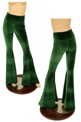 Green Velvet High Waist Solar Flares