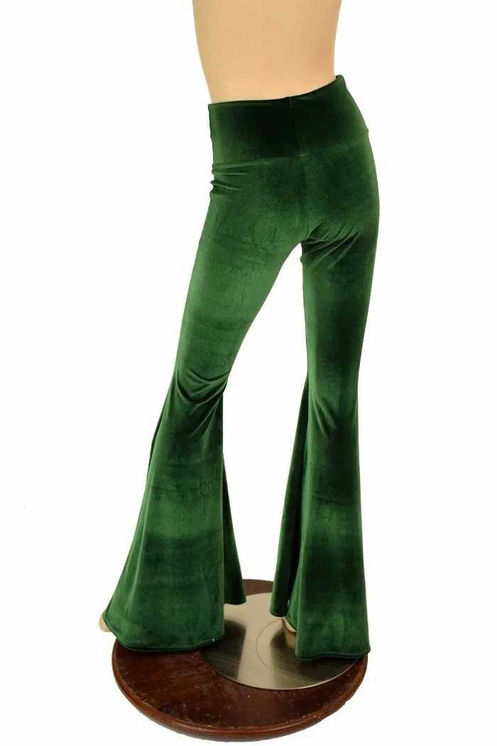 Green Velvet High Waist Solar Flares