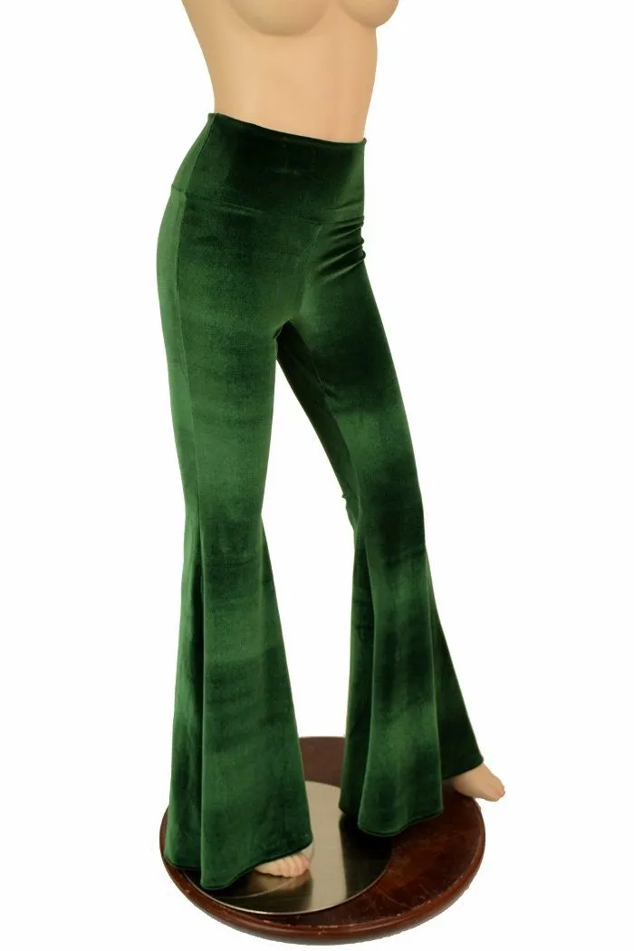 Green Velvet High Waist Solar Flares