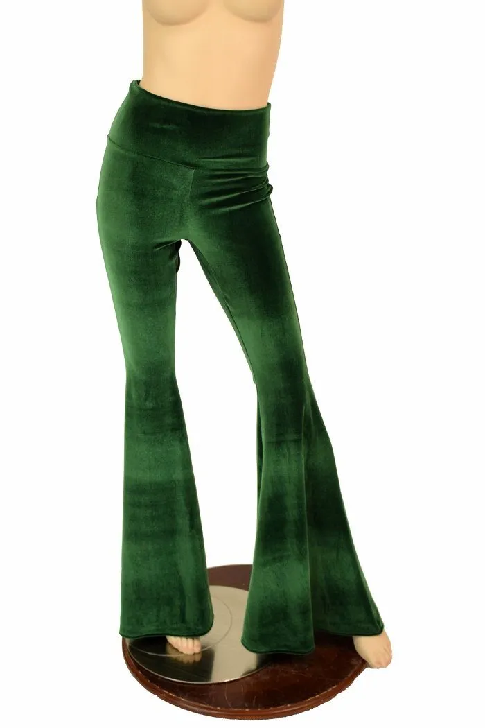 Green Velvet High Waist Solar Flares