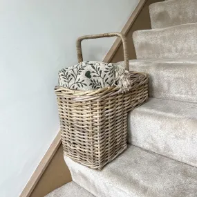 Grey Washed Rattan Stair Basket