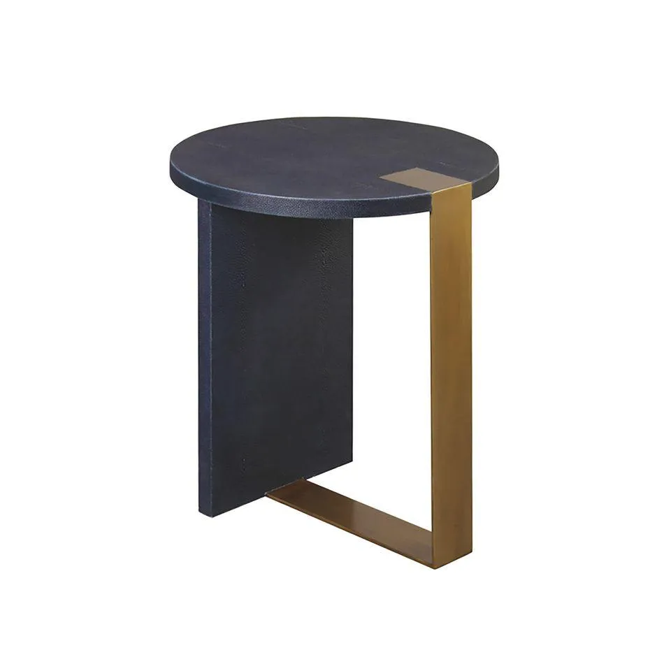 Harrington Navy Shagreen Side Table by Worlds Away