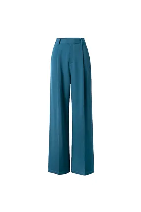 High waist slim trousers | Peacock blue trousers | Street trousers