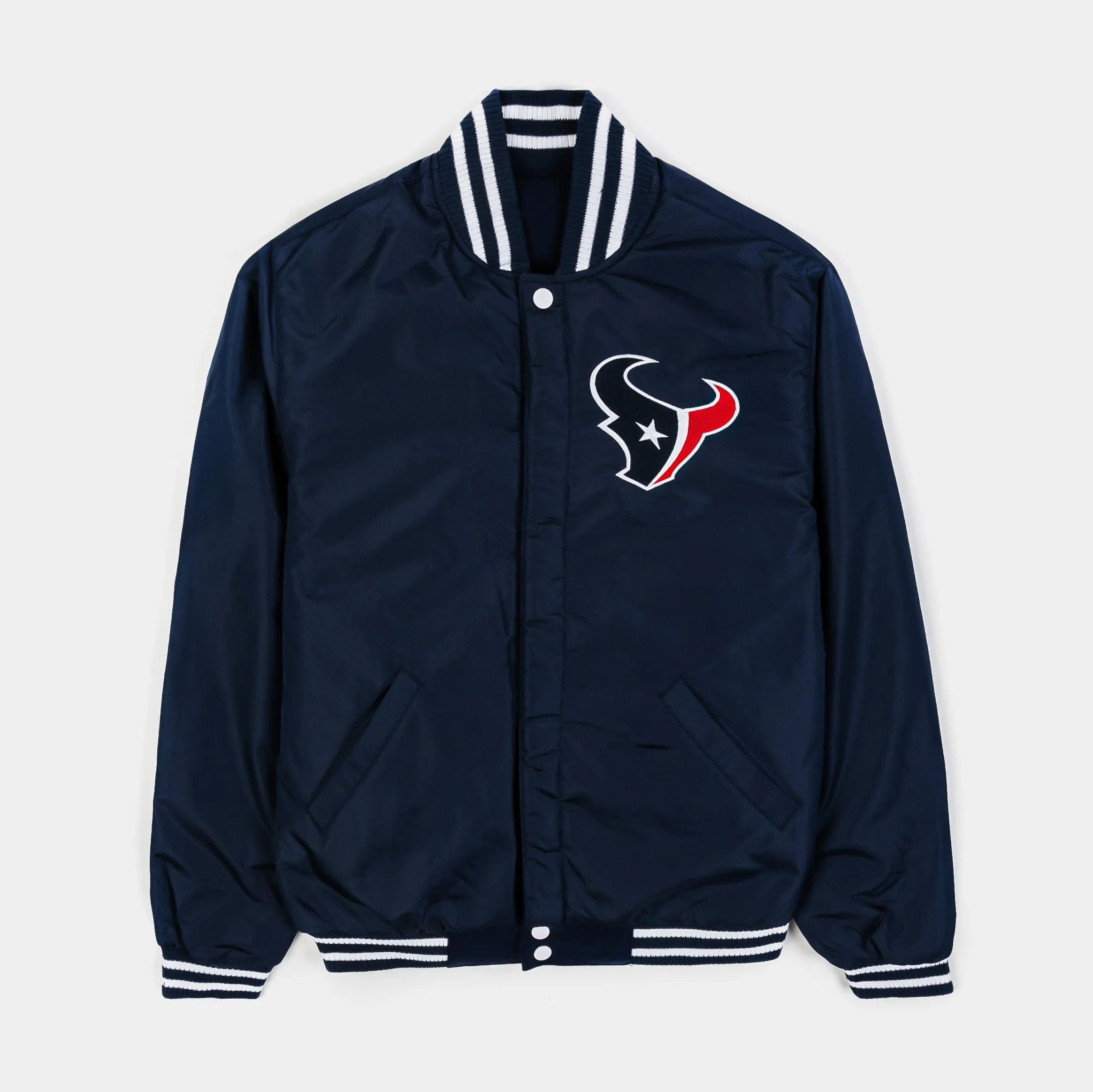 Houston Texans Reversible Letterman Mens Jacket (Blue/White)