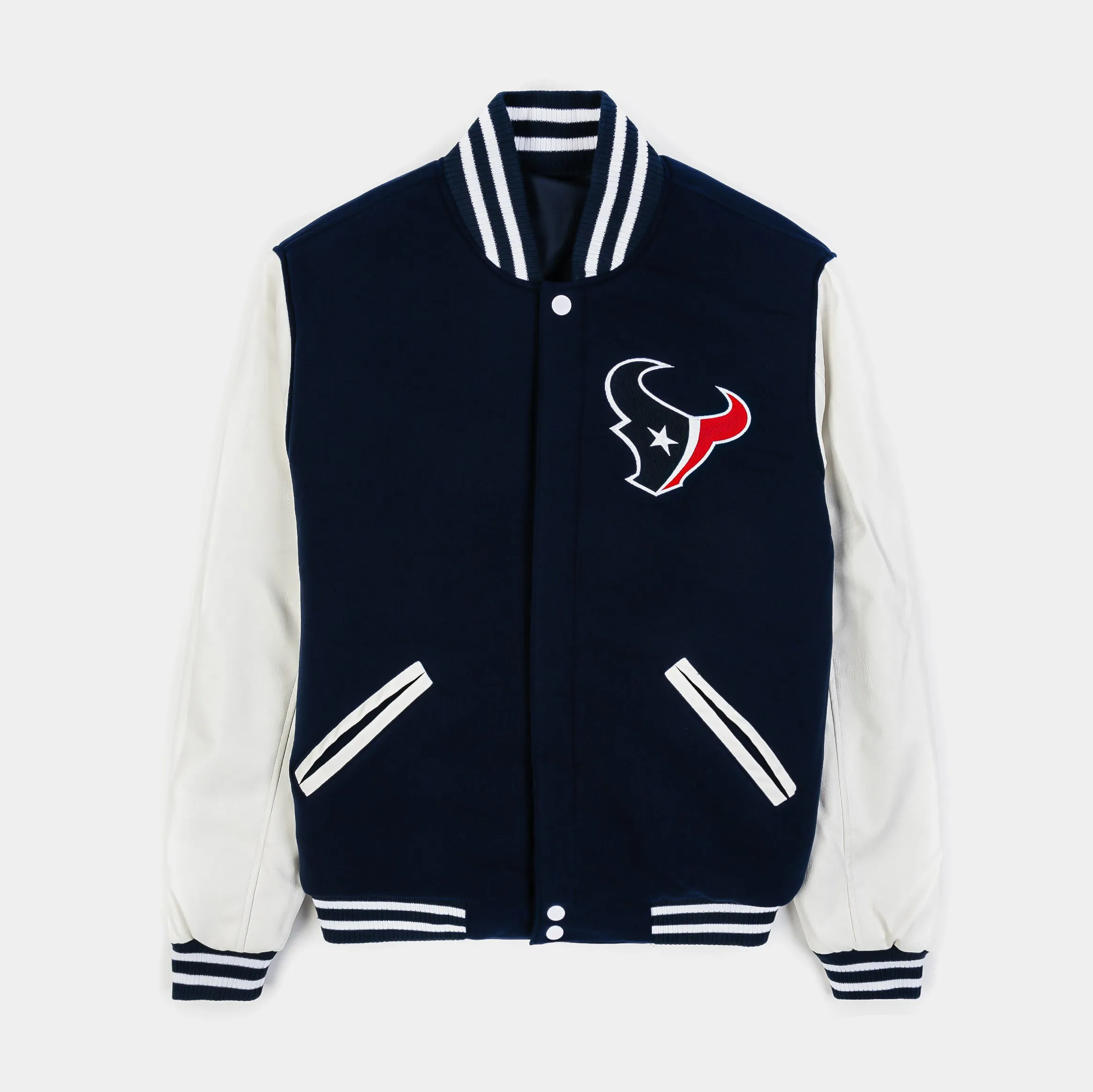 Houston Texans Reversible Letterman Mens Jacket (Blue/White)