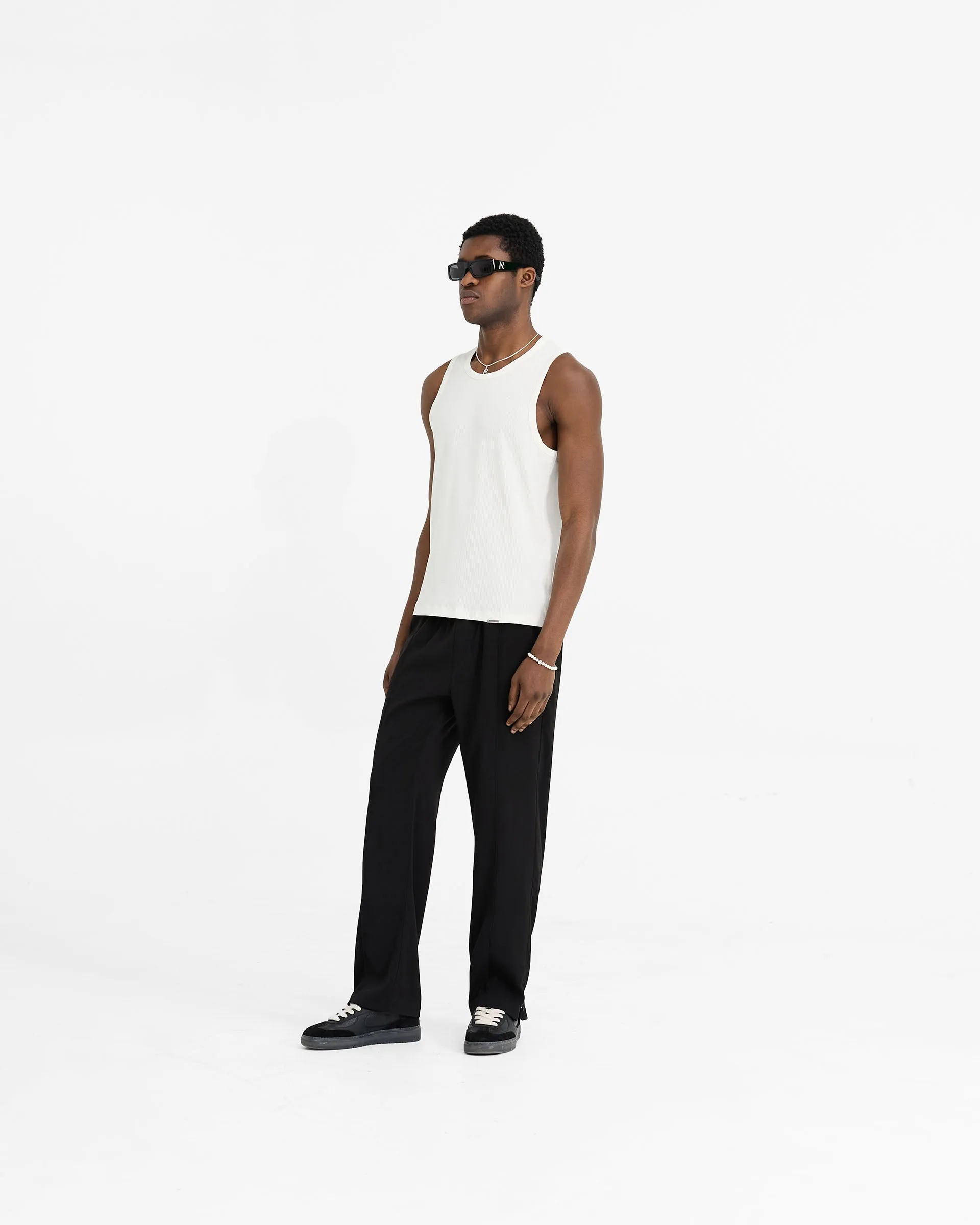 Initial Rib Vest - Flat White