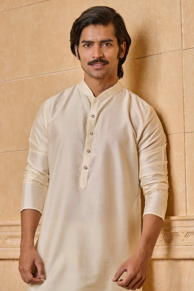 Ivory Zero Point Collar Single Kurta