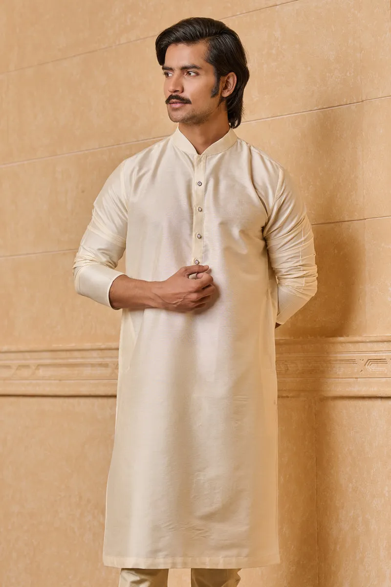 Ivory Zero Point Collar Single Kurta