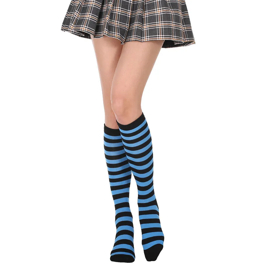 Japanese Women's Mid Tube Socks Pinstripe Knee Socks