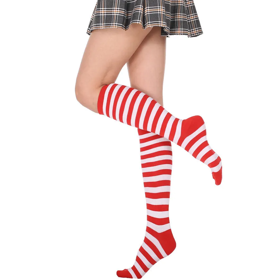 Japanese Women's Mid Tube Socks Pinstripe Knee Socks