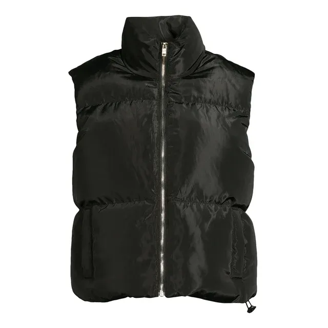 Juniors' Faux Sherpa Lined Cropped Puffer Vest