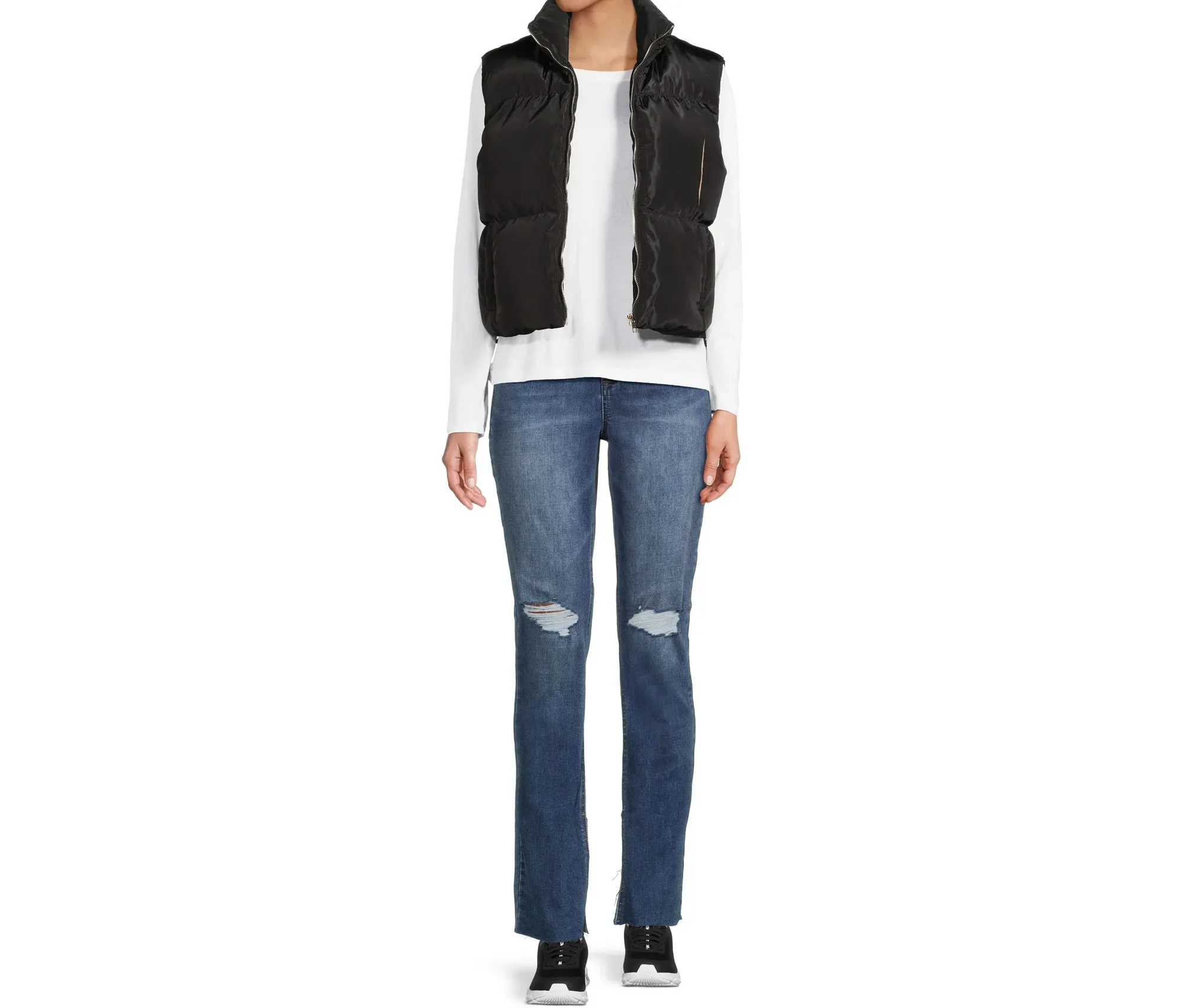 Juniors' Faux Sherpa Lined Cropped Puffer Vest