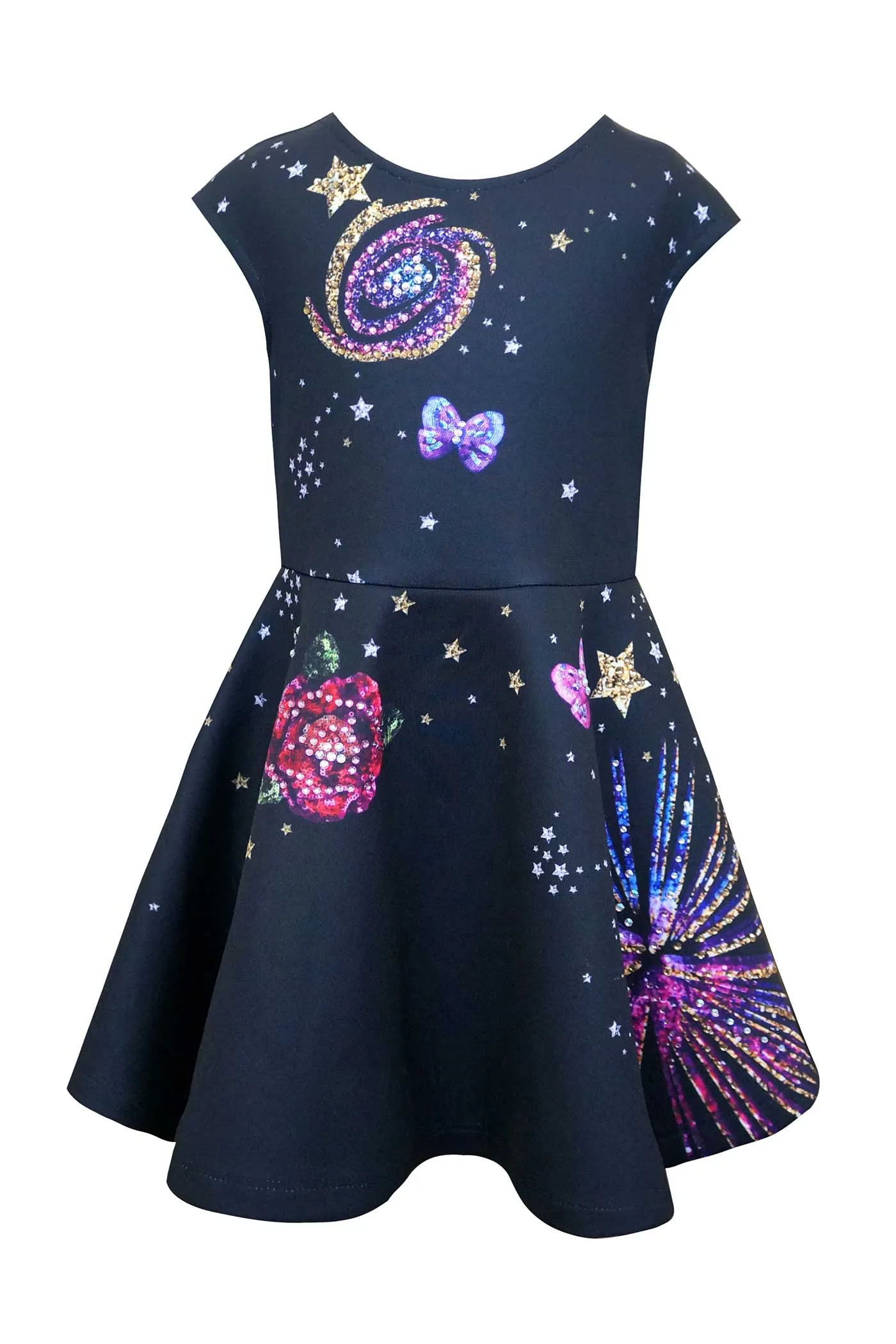 Little Girls Space Theme Skater Dress