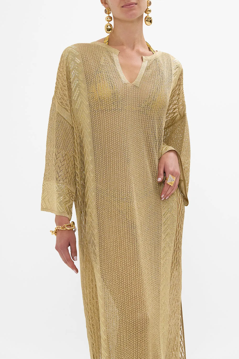 LONG V NECK KNIT KAFTAN VALLEY OF THE KINGS