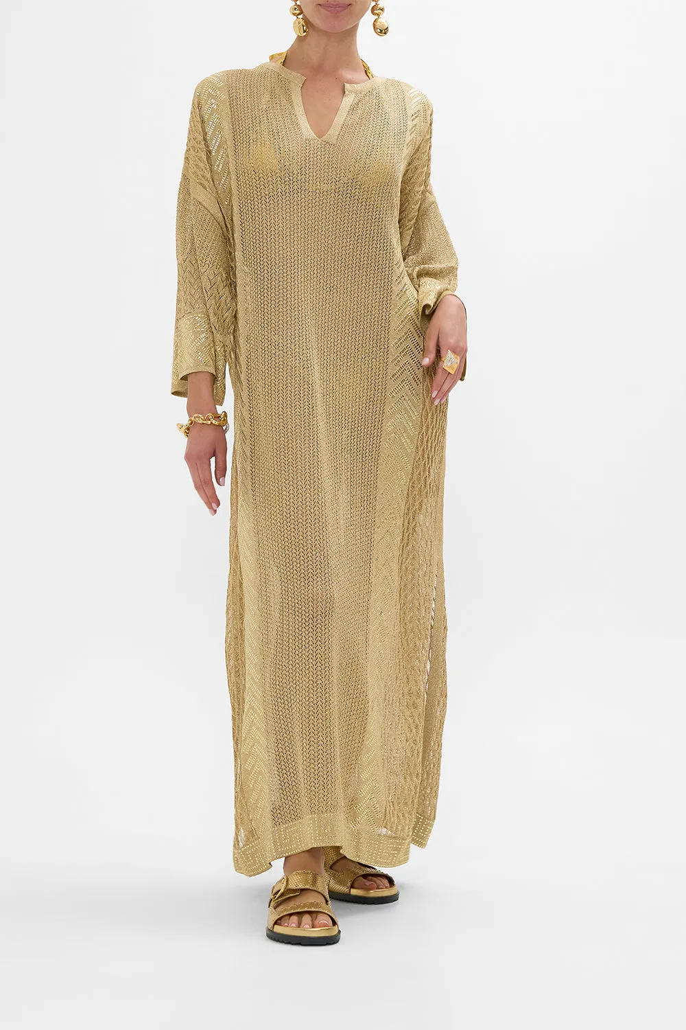 LONG V NECK KNIT KAFTAN VALLEY OF THE KINGS