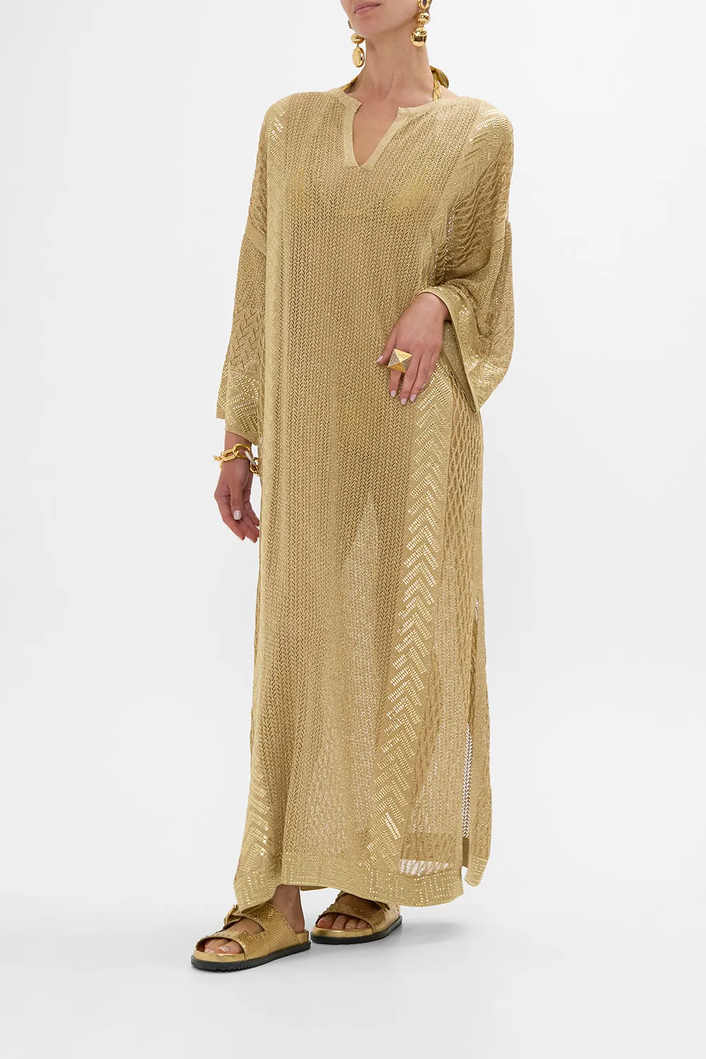 LONG V NECK KNIT KAFTAN VALLEY OF THE KINGS