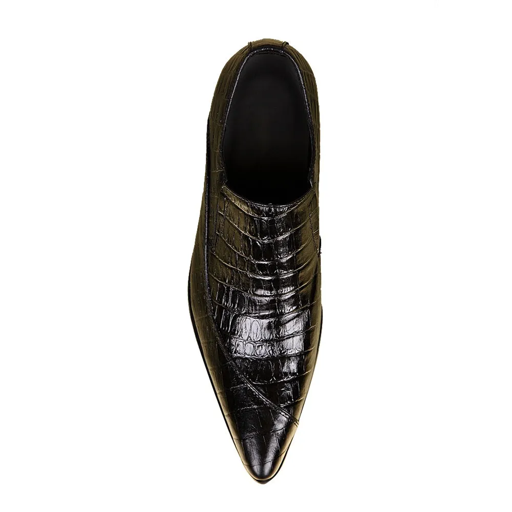 Low Top Slip on Pointed 3cm Heel Men Oxfords