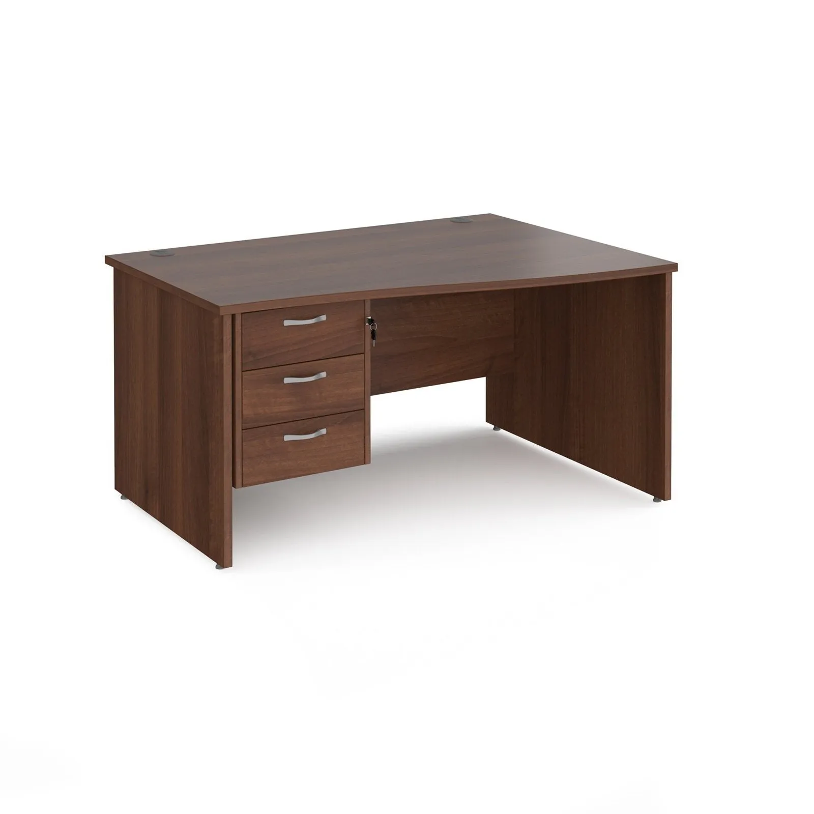 Maestro 25 panel end right hand wave desk with 3 drawer pedestal