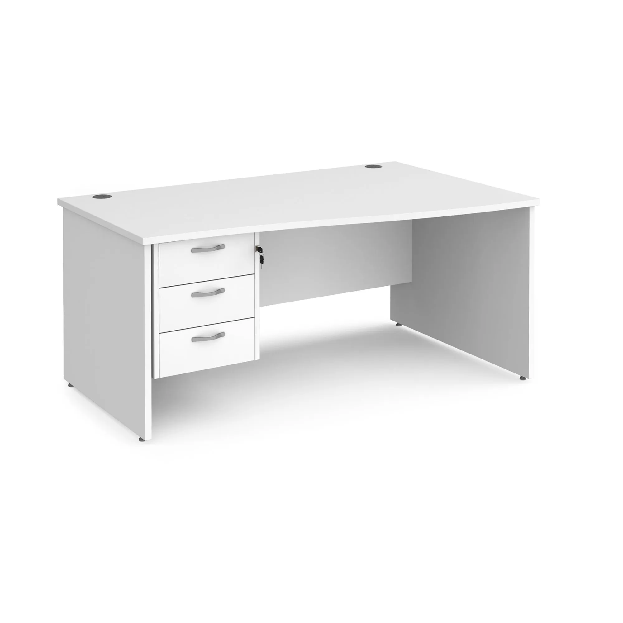 Maestro 25 panel end right hand wave desk with 3 drawer pedestal