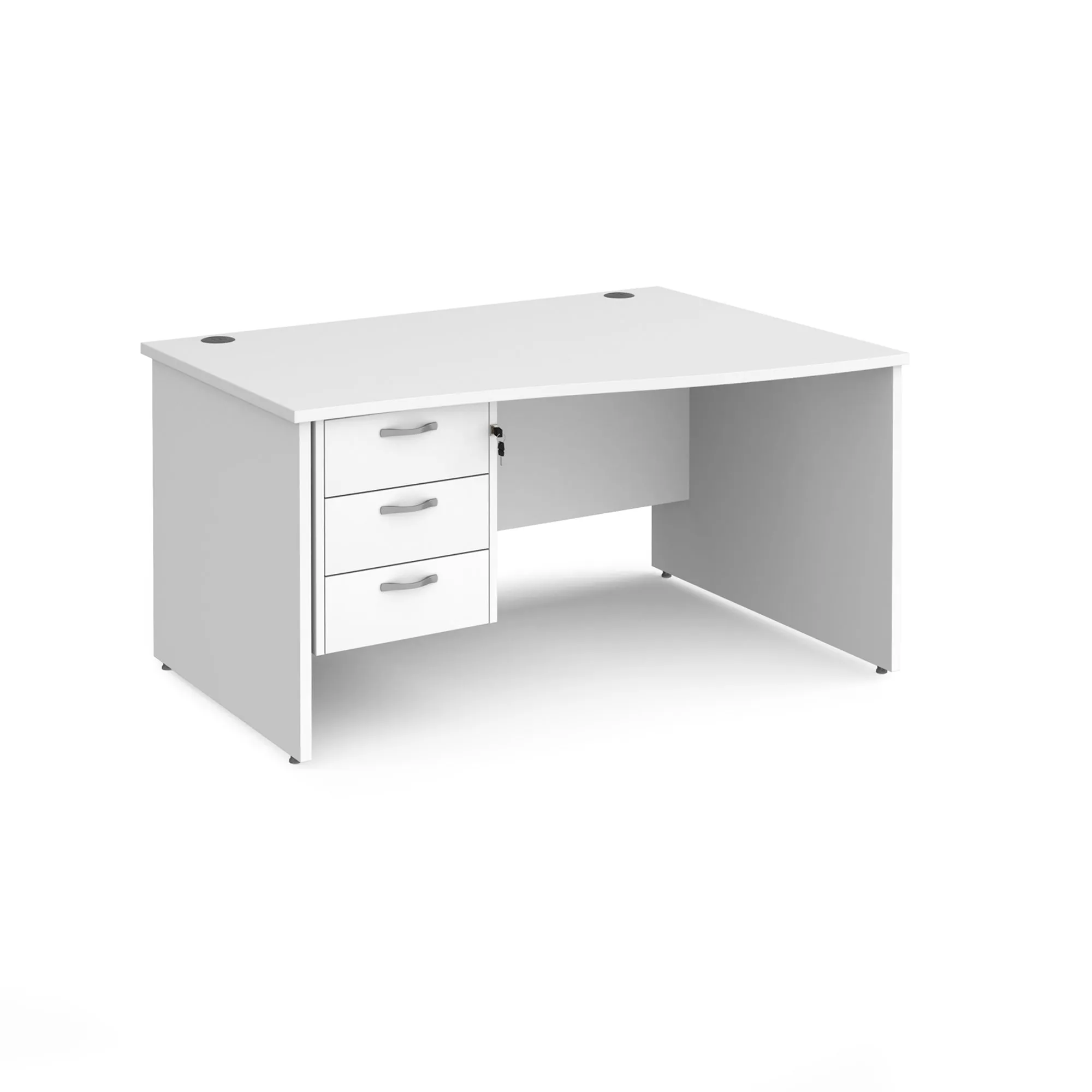 Maestro 25 panel end right hand wave desk with 3 drawer pedestal