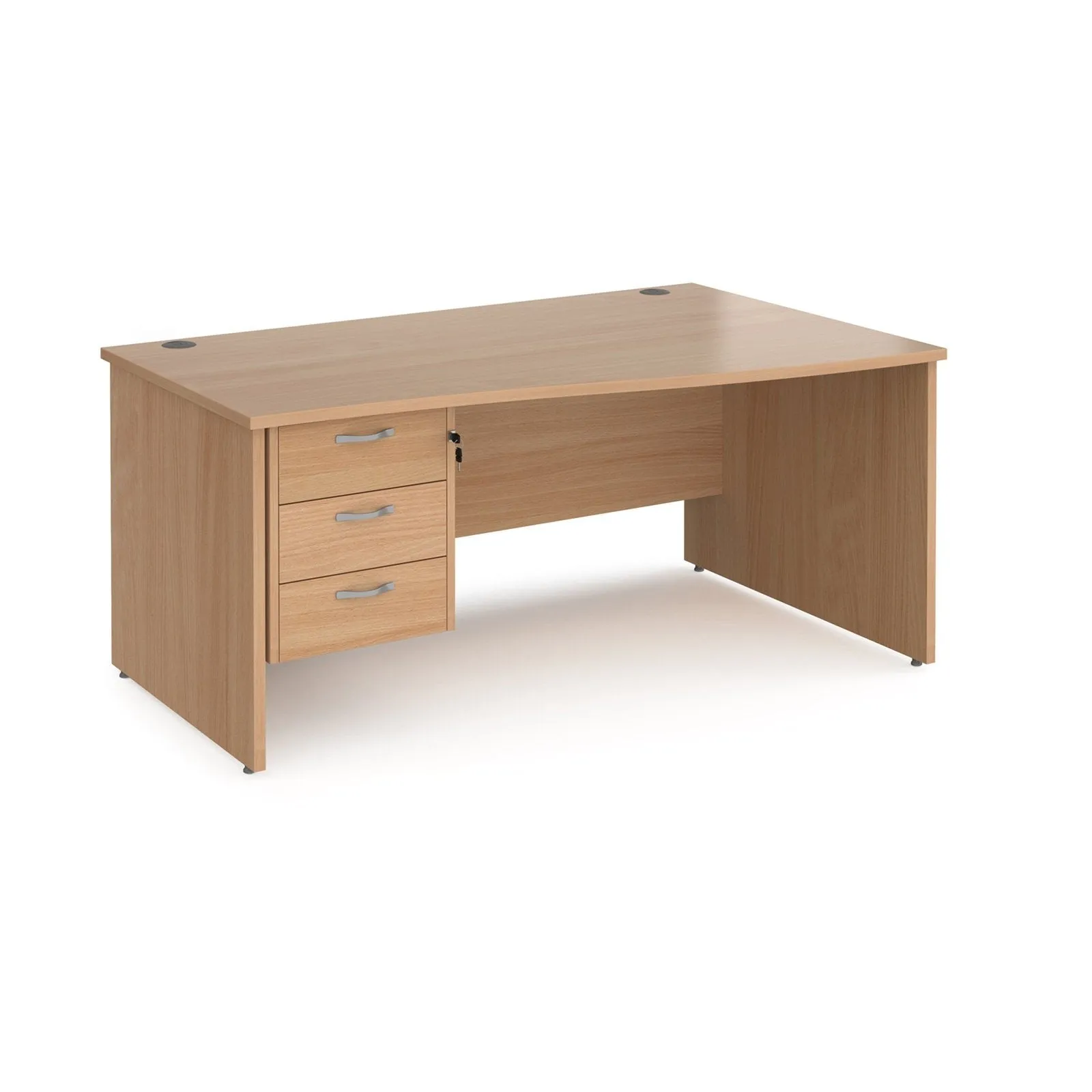 Maestro 25 panel end right hand wave desk with 3 drawer pedestal