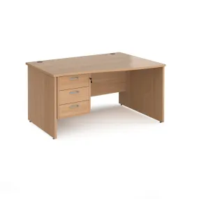 Maestro 25 panel end right hand wave desk with 3 drawer pedestal