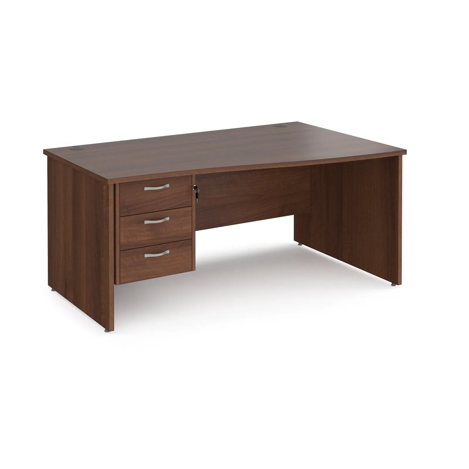 Maestro 25 panel end right hand wave desk with 3 drawer pedestal