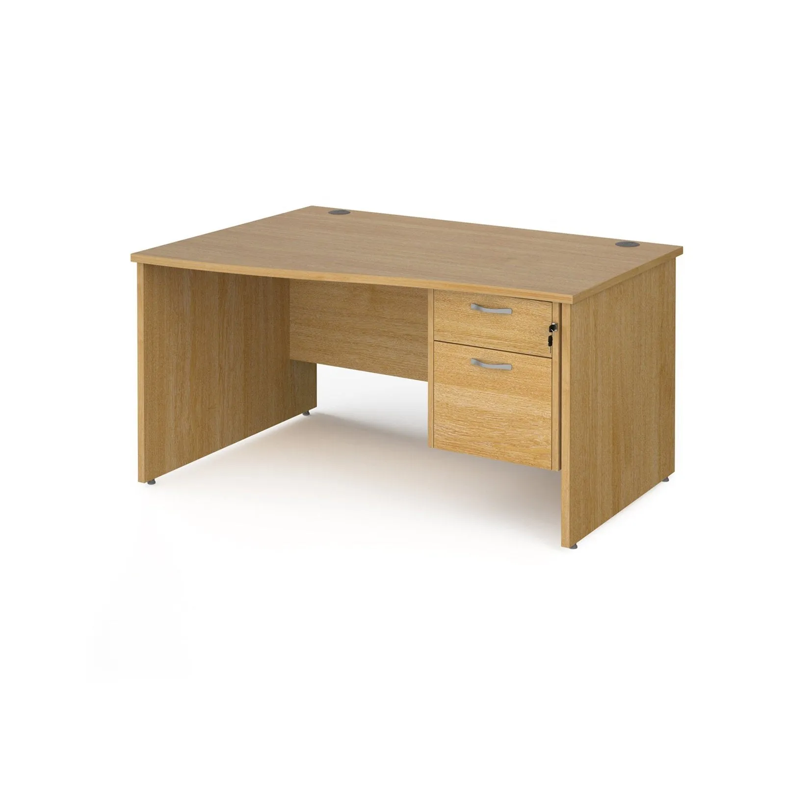 Maestro 25 panel leg left hand wave desk with 2 drawer pedestal