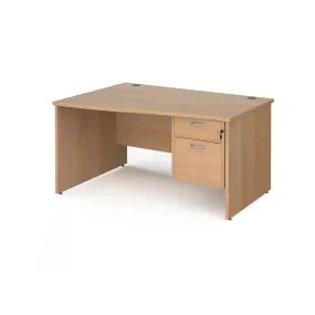 Maestro 25 panel leg left hand wave desk with 2 drawer pedestal