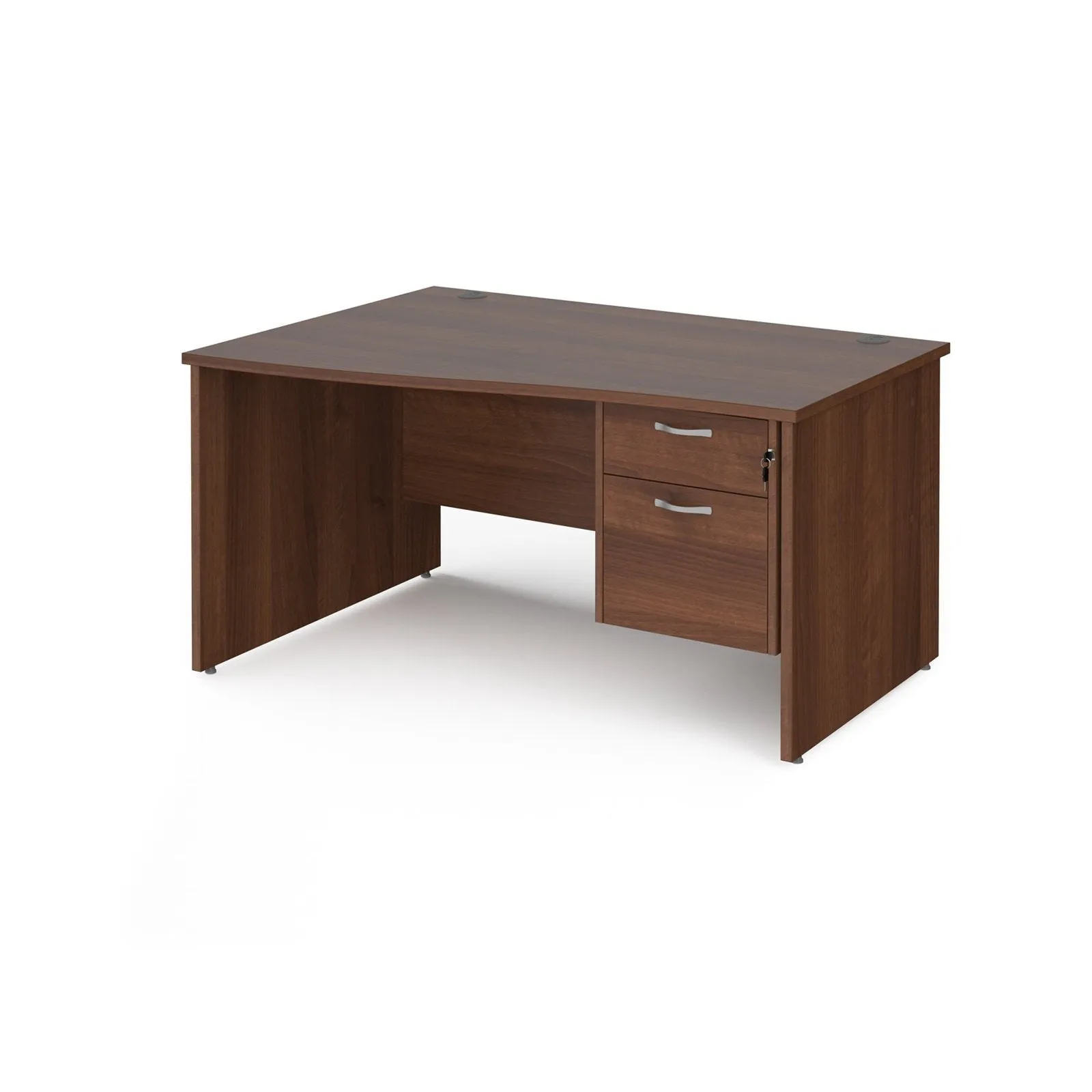 Maestro 25 panel leg left hand wave desk with 2 drawer pedestal