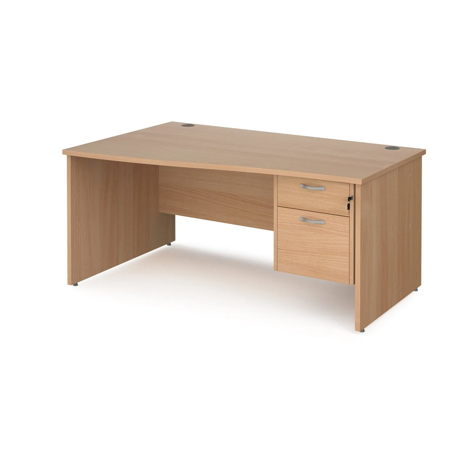 Maestro 25 panel leg left hand wave desk with 2 drawer pedestal