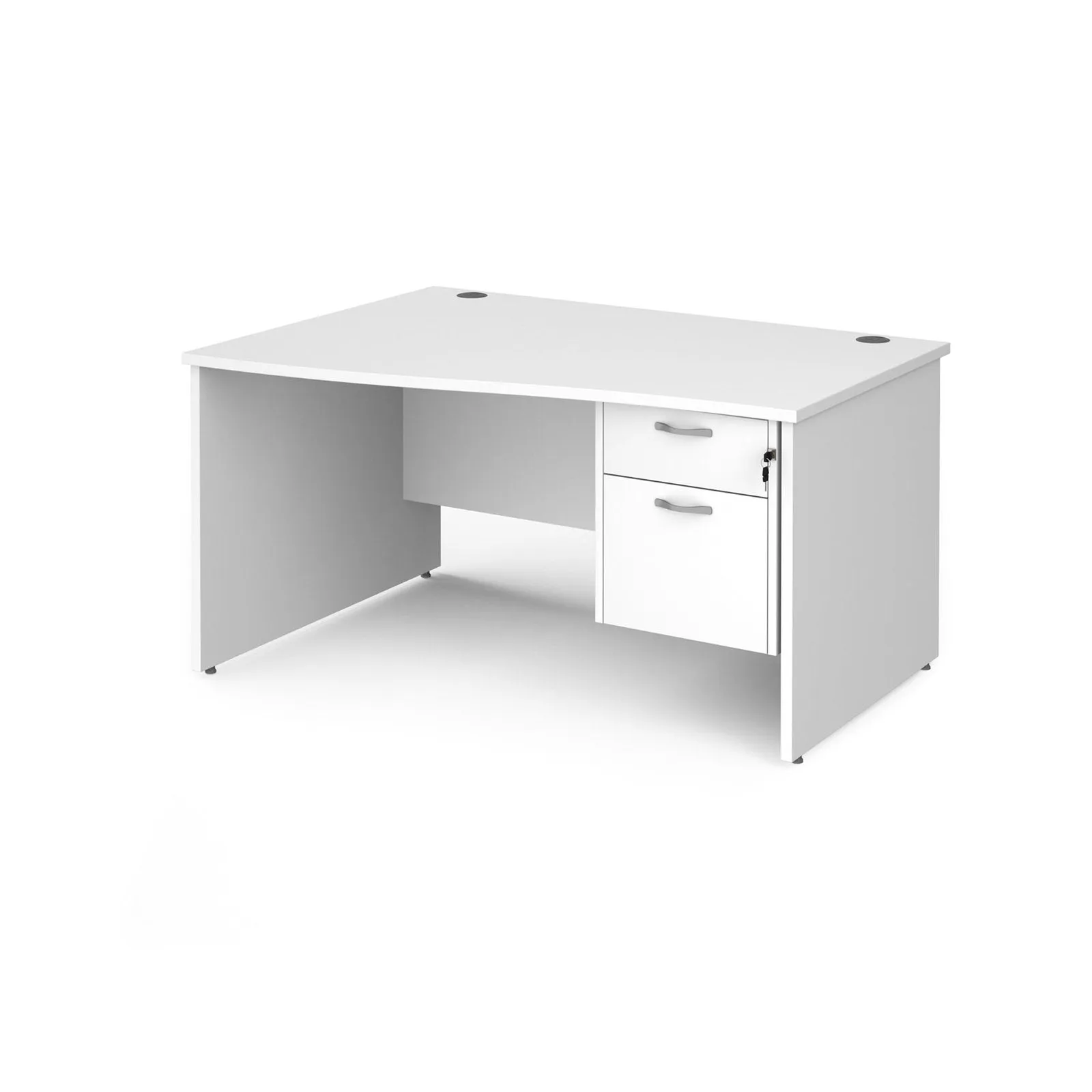 Maestro 25 panel leg left hand wave desk with 2 drawer pedestal