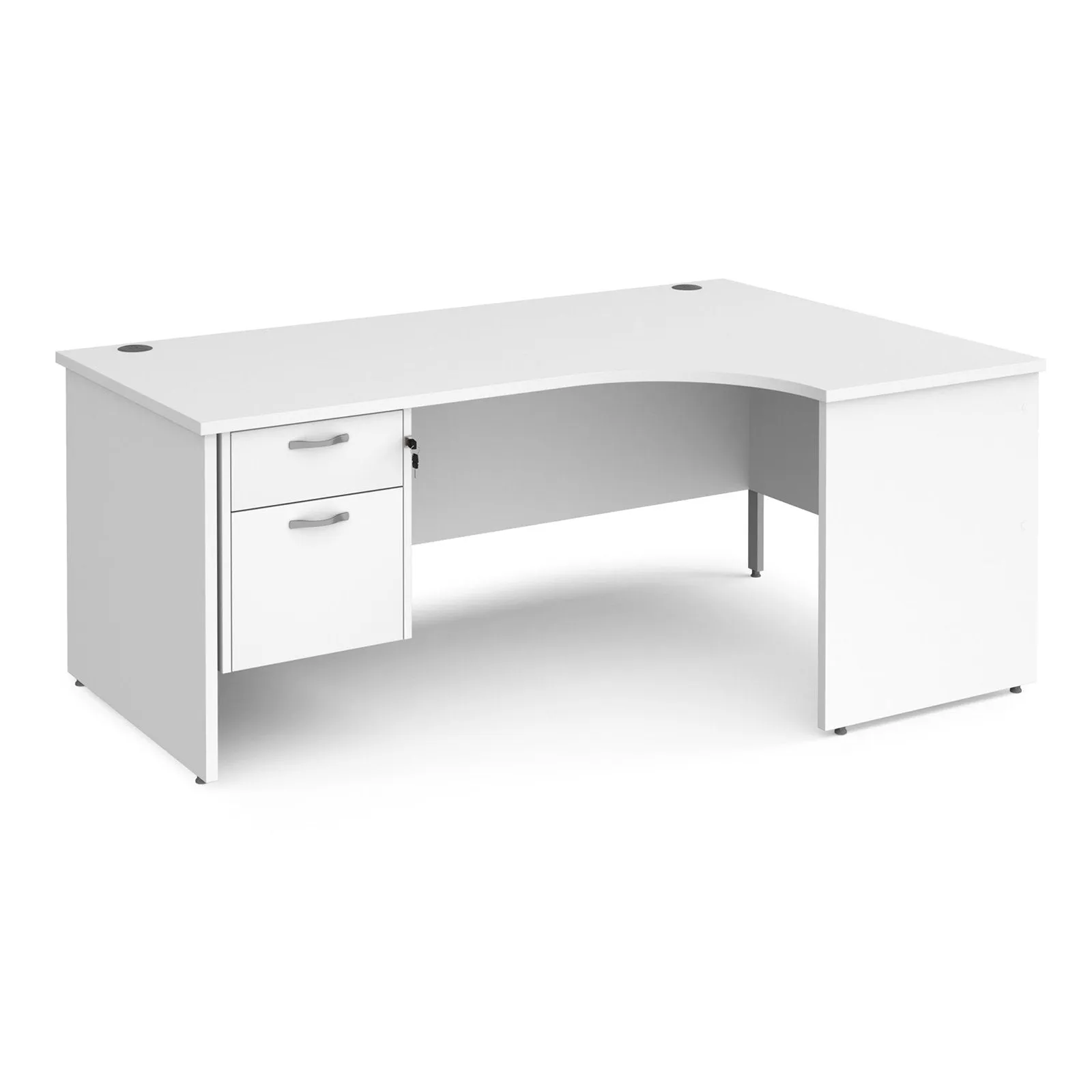 Maestro 25 panel leg right hand ergonomic desk with 2 drawer pedestal